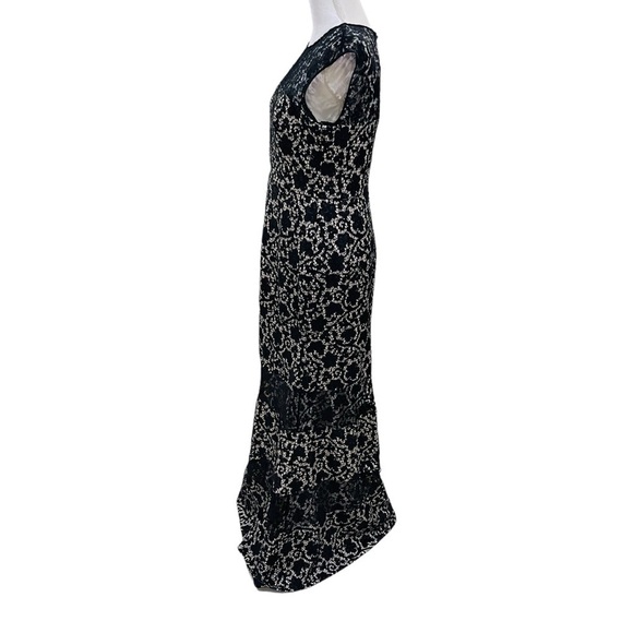 KAY UNGER $640 BLACK ILLUSION NECKLINE LACE EVENING GOWN LONG DRESS SIZE 10 - Picture 7 of 14